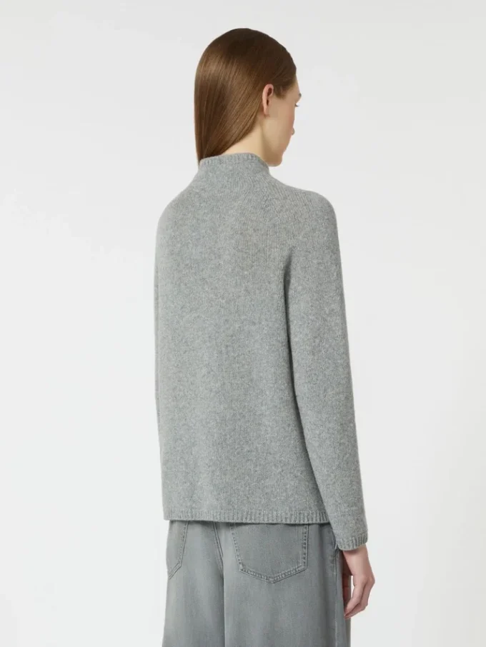 Jersey de cuello alto de lana y cachemira, gris medio Jersey de cuello alto de lana y cachemira, gris medio