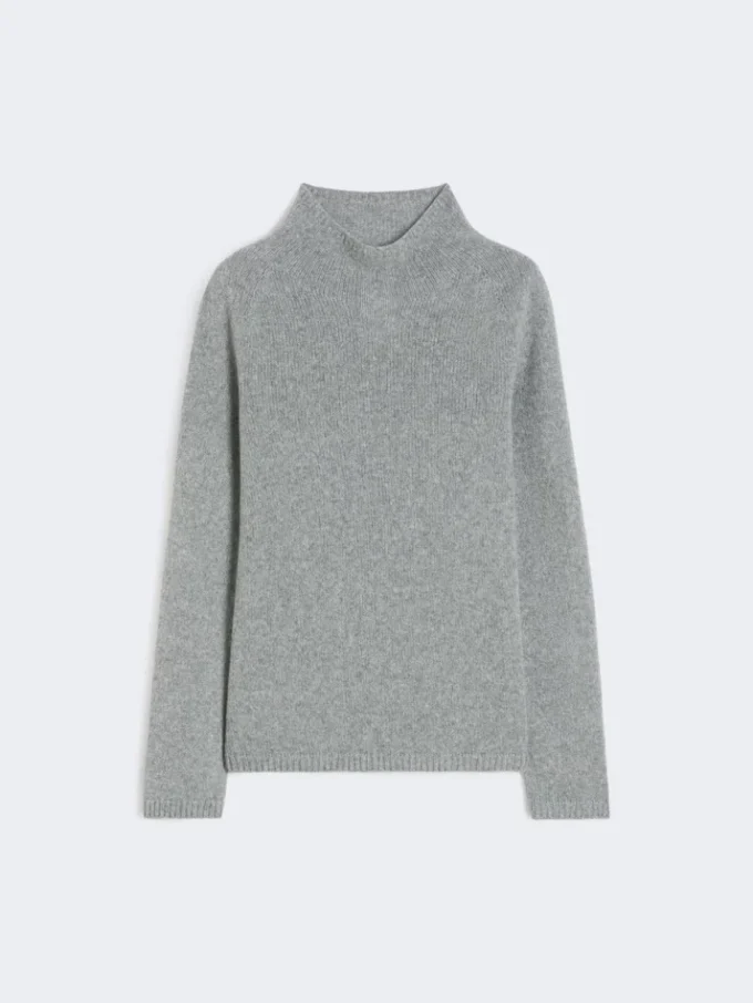 Jersey de cuello alto de lana y cachemira, gris medio Jersey de cuello alto de lana y cachemira, gris medio