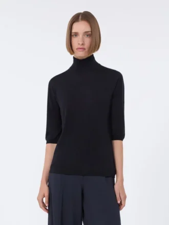 Jersey de cuello alto de punto jersey de lana, azul ultramar