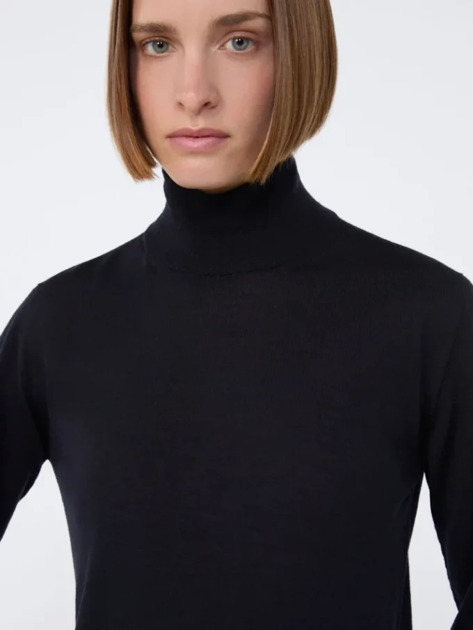 Jersey de cuello alto de punto jersey de lana, azul ultramar Jersey de cuello alto de punto jersey de lana, azul ultramar