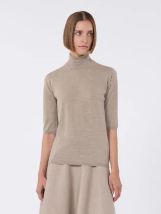 Jersey de cuello alto de punto jersey de lana, marrón