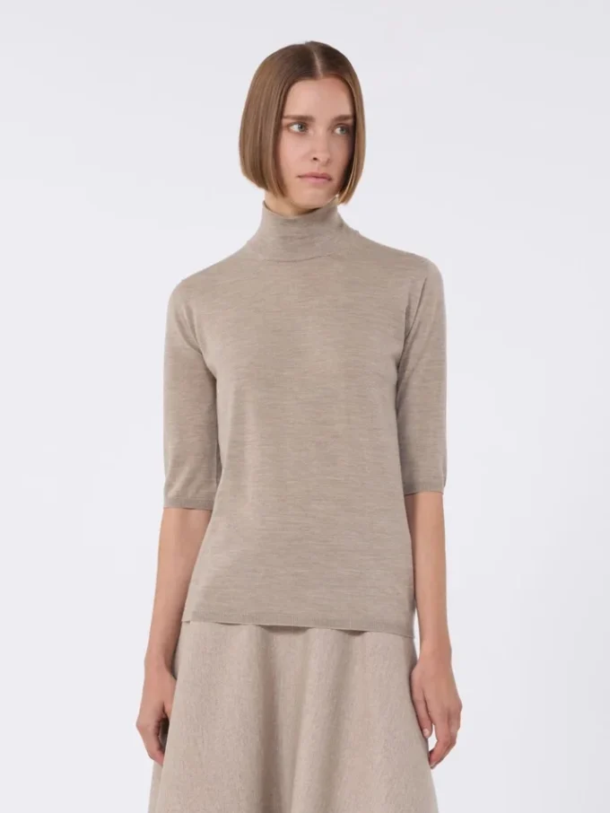 Jersey de cuello alto de punto jersey de lana, marrón Jersey de cuello alto de punto jersey de lana, marrón