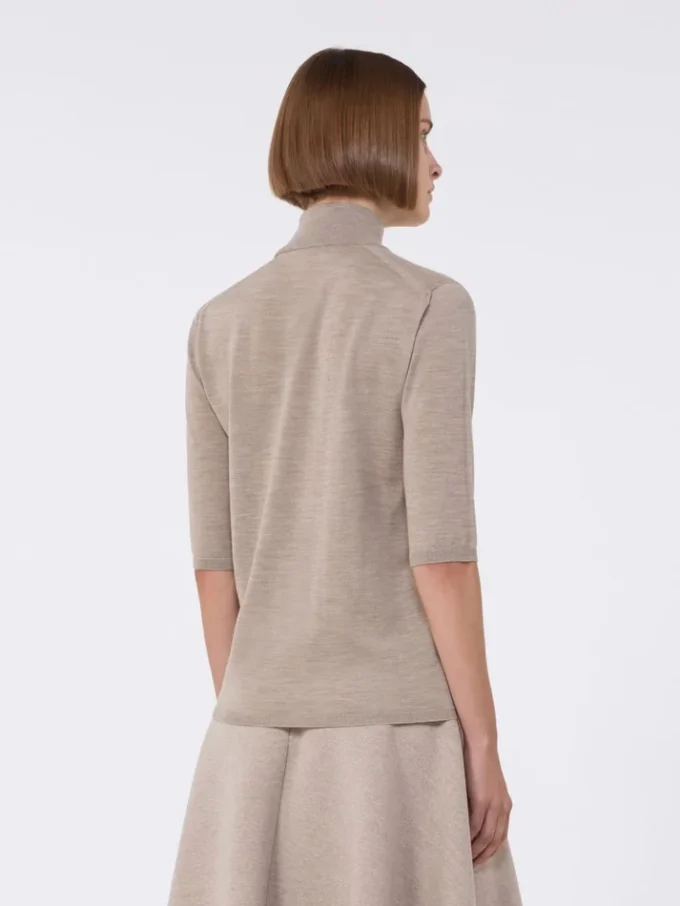 Jersey de cuello alto de punto jersey de lana, marrón Jersey de cuello alto de punto jersey de lana, marrón