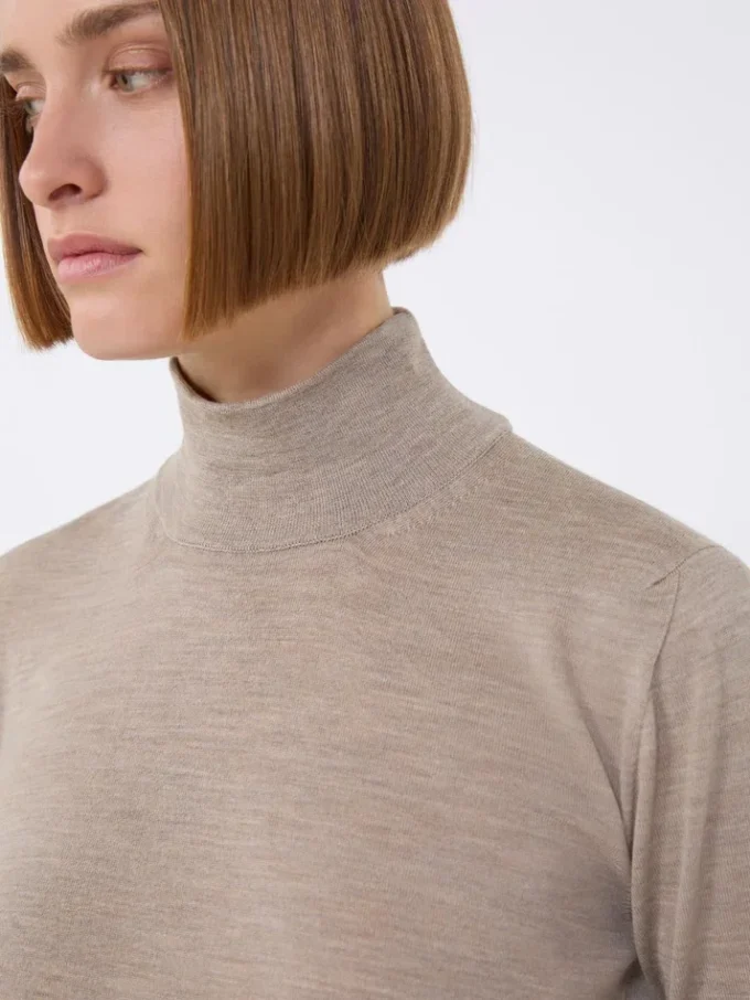 Jersey de cuello alto de punto jersey de lana, marrón Jersey de cuello alto de punto jersey de lana, marrón