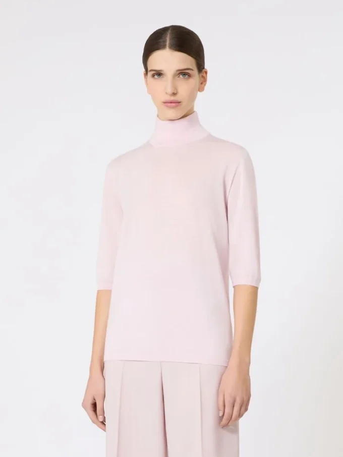 Jersey de cuello alto de punto jersey de lana, rosa Jersey de cuello alto de punto jersey de lana, rosa
