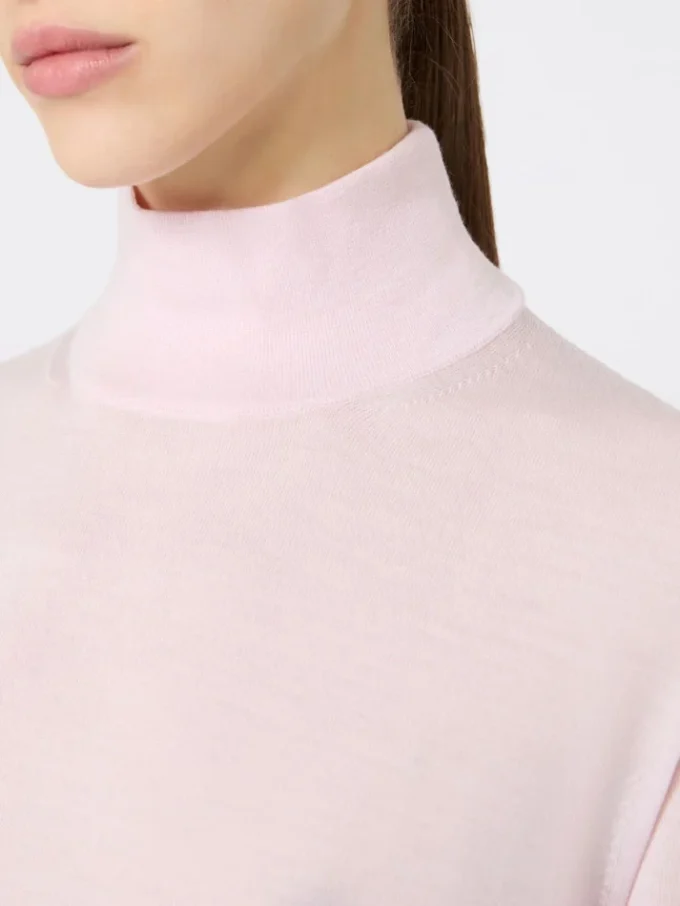 Jersey de cuello alto de punto jersey de lana, rosa Jersey de cuello alto de punto jersey de lana, rosa