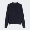 Jersey de cuello alto de viscosa, azul marino Jersey de cuello alto de viscosa, azul marino