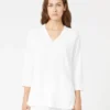 Jersey de cuello en V de hilo de crepé de viscosa, blanco óptico Jersey de cuello en V de hilo de crepé de viscosa, blanco óptico