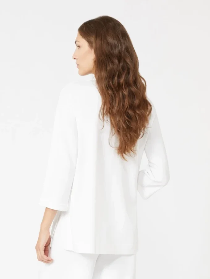 Jersey de cuello en V de hilo de crepé de viscosa, blanco óptico Jersey de cuello en V de hilo de crepé de viscosa, blanco óptico