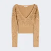 Jersey de cuello en V de lana y cachemira, color camel Jersey de cuello en V de lana y cachemira, color camel
