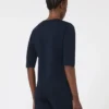 Jersey de cuello redondo de crepé de viscosa, azul ultramar