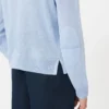 Jersey de cuello redondo de hilo de lino, azul cielo Jersey de cuello redondo de hilo de lino, azul cielo