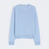 Jersey de cuello redondo de hilo de lino, azul cielo Jersey de cuello redondo de hilo de lino, azul cielo