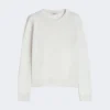 Jersey de cuello redondo de hilo de lino, color leche Jersey de cuello redondo de hilo de lino, color leche