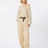 Jersey de hilo de algodón y lentejuelas, beige