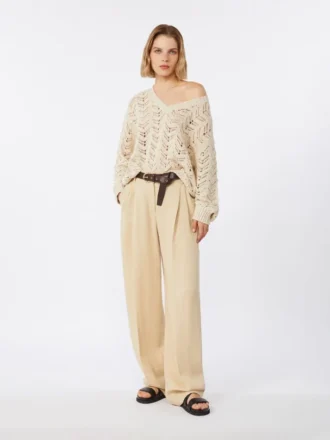 Jersey de hilo de algodón y lentejuelas, beige