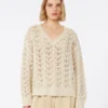 Jersey de hilo de algodón y lentejuelas, beige