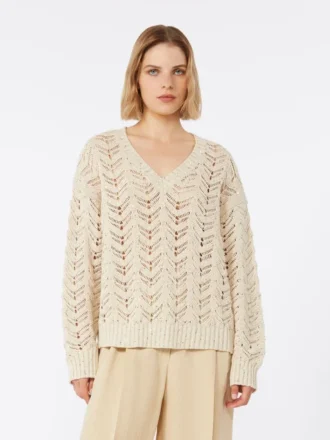 Jersey de hilo de algodón y lentejuelas, beige