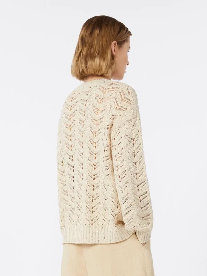 Jersey de hilo de algodón y lentejuelas, beige