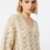 Jersey de hilo de algodón y lentejuelas, beige