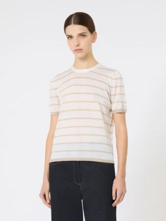 Jersey de hilo de cachemira y seda, color beige