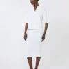 Vestido tubo de hilo de viscosa elástico, blanco óptico Vestido tubo de hilo de viscosa elástico, blanco óptico