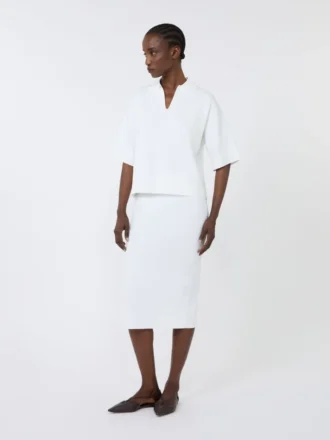 Vestido tubo de hilo de viscosa elástico, blanco óptico
