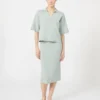 Vestido tubo de hilo de viscosa elástico, verde salvia Vestido tubo de hilo de viscosa elástico, verde salvia