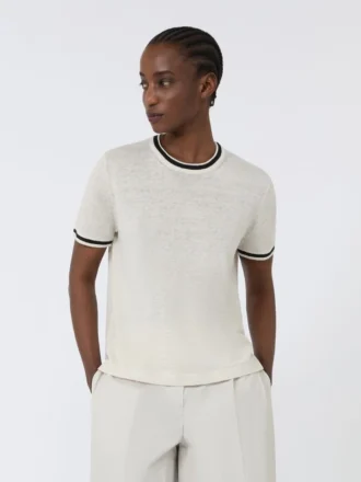 Jersey de hilo de lino puro, blanco