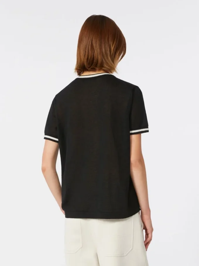 Jersey de hilo de lino puro, negro Jersey de hilo de lino puro, negro