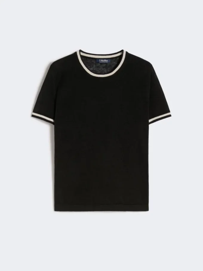 Jersey de hilo de lino puro, negro Jersey de hilo de lino puro, negro