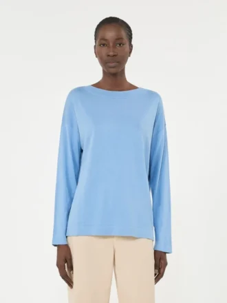 Jersey de hilo de seda y algodón, azul claro