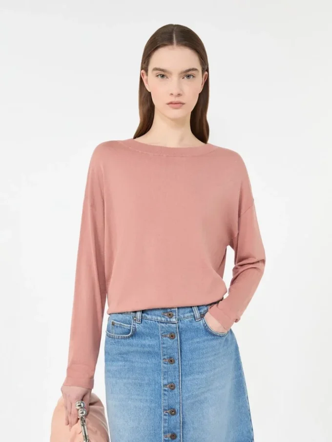 Jersey de hilo de seda y algodón, rosa