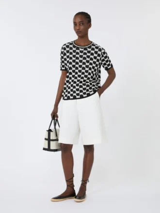 Jersey de jacquard de algodón y viscosa, negro