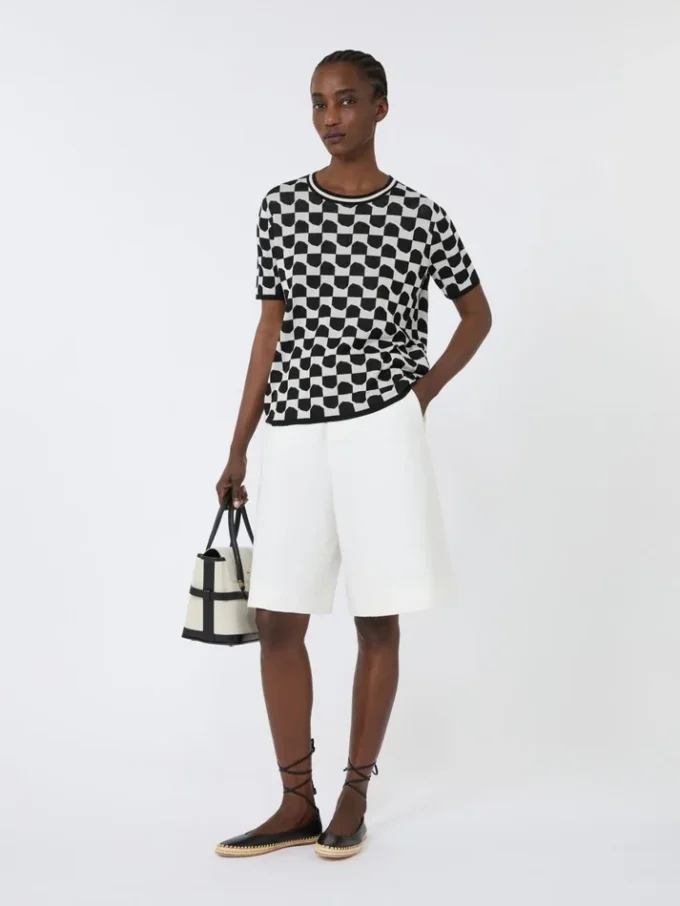 Jersey de jacquard de algodón y viscosa, negro Jersey de jacquard de algodón y viscosa, negro
