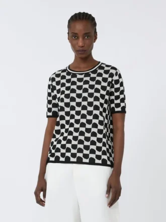 Jersey de jacquard de algodón y viscosa, negro
