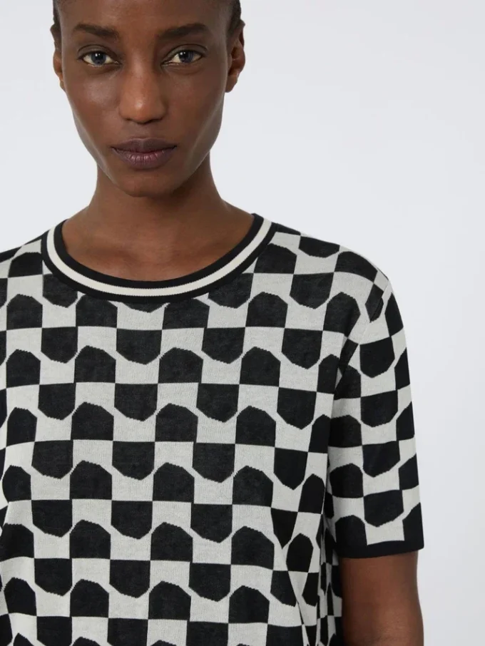 Jersey de jacquard de algodón y viscosa, negro Jersey de jacquard de algodón y viscosa, negro
