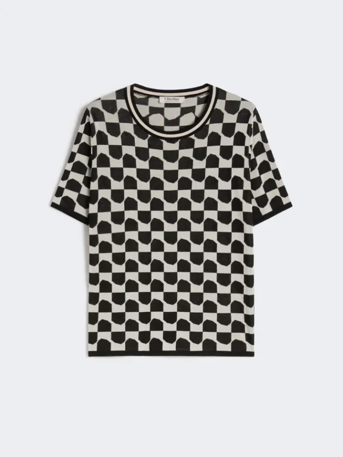 Jersey de jacquard de algodón y viscosa, negro Jersey de jacquard de algodón y viscosa, negro