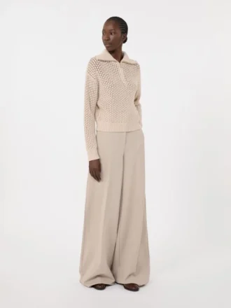 Jersey de lana, cachemira y lurex, color albino