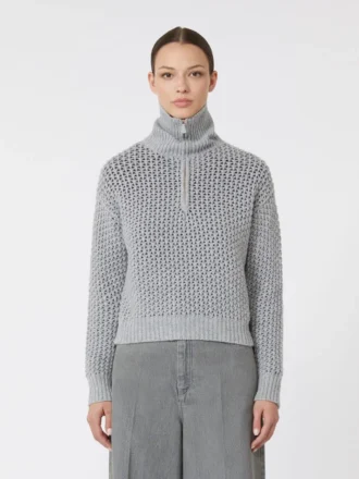 Jersey de lana, cachemira y lurex, gris claro