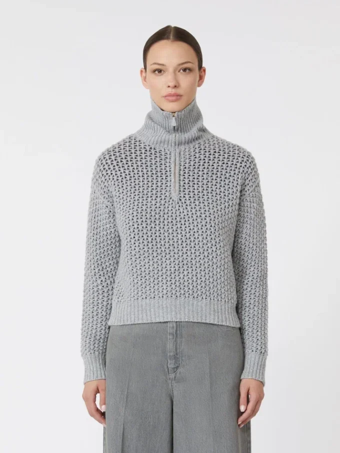 Jersey de lana, cachemira y lurex, gris claro Jersey de lana, cachemira y lurex, gris claro