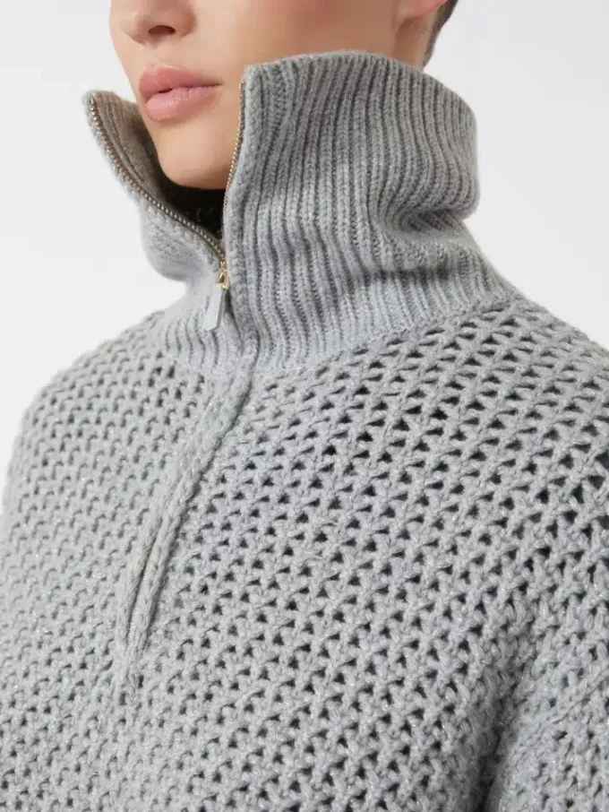 Jersey de lana, cachemira y lurex, gris claro Jersey de lana, cachemira y lurex, gris claro