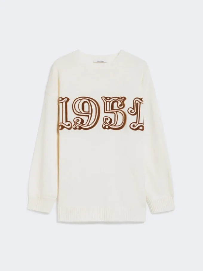 Jersey de lana y cachemira, blanco Jersey de lana y cachemira, blanco