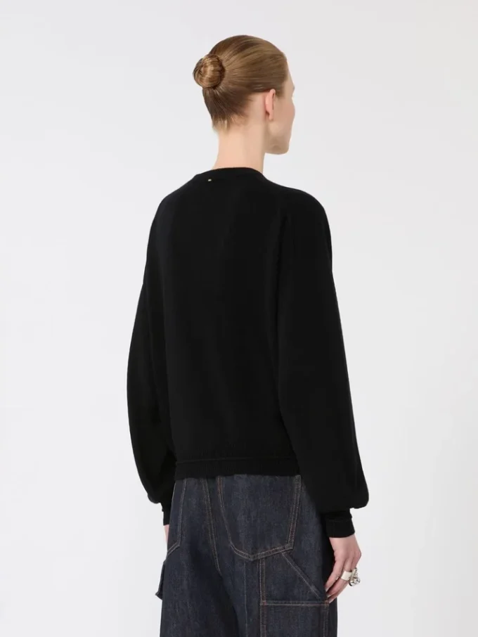 Jersey de lana y cachemira de corte holgado, negro Jersey de lana y cachemira de corte holgado, negro