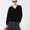 Jersey de lana y cachemira de corte holgado, negro Jersey de lana y cachemira de corte holgado, negro