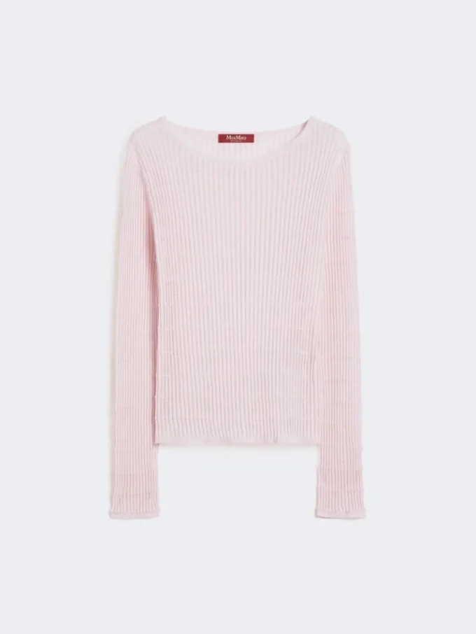 Jersey de lana y seda de corte entallado, rosa Jersey de lana y seda de corte entallado, rosa
