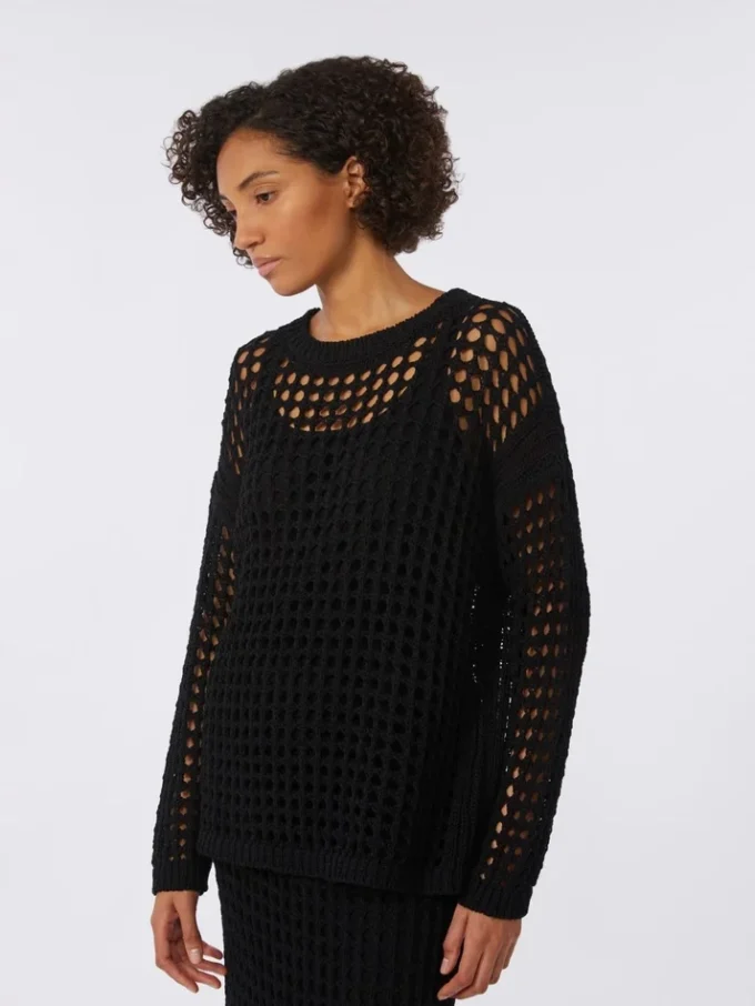 Jersey de malla de algodón, negro