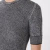 Jersey de malla de viscosa de manga corta, blanco y negro Jersey de malla de viscosa de manga corta, blanco y negro