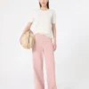 Pantalones anchos de sarga de algodón, rosa Pantalones anchos de sarga de algodón, rosa