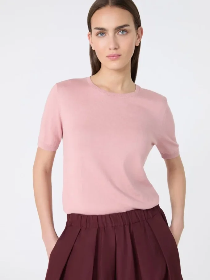 Jersey de seda y algodón, rosa